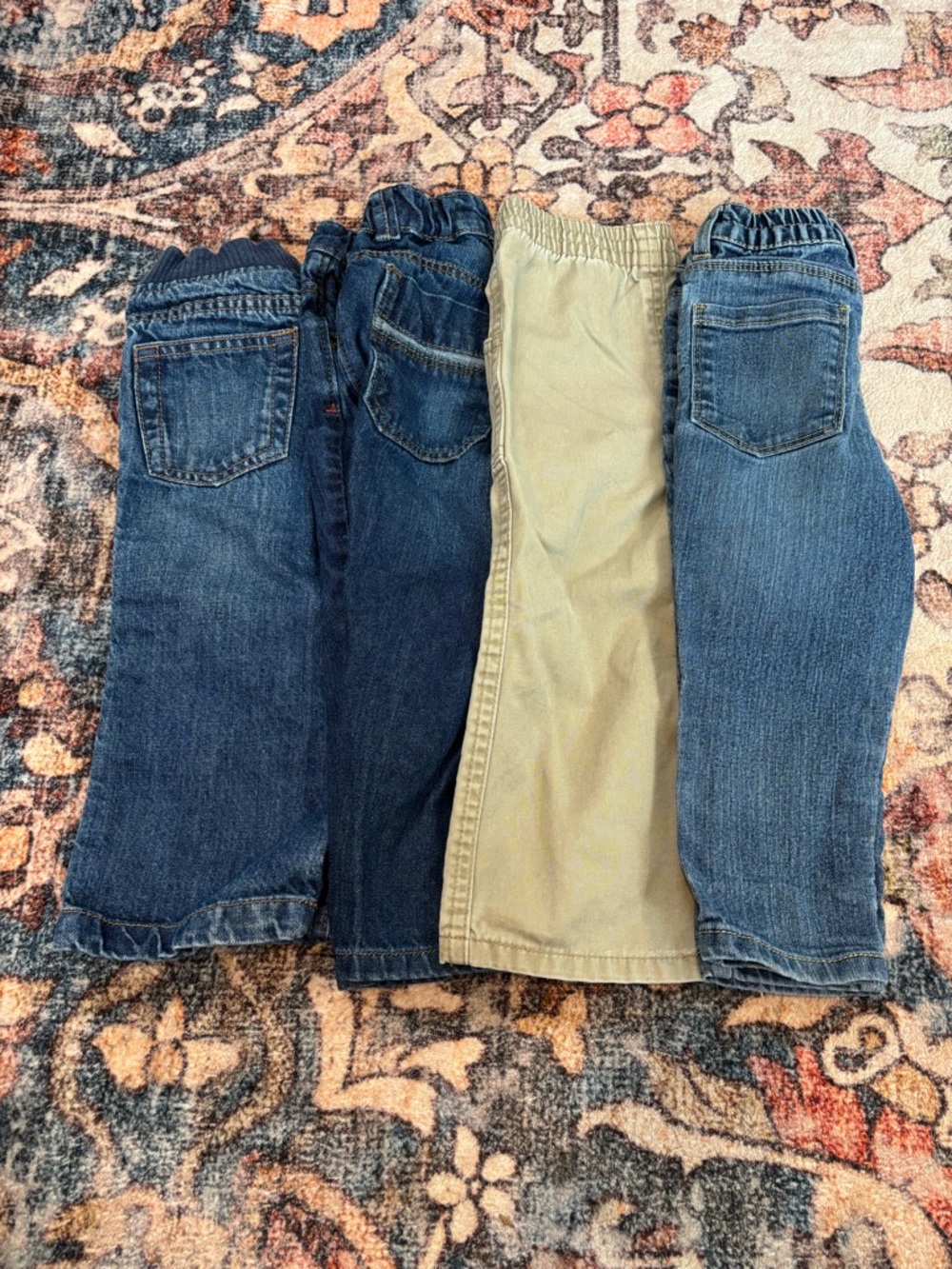 Kids Elastic-Waist Denim & Khaki Pants Set - Blue and Khaki